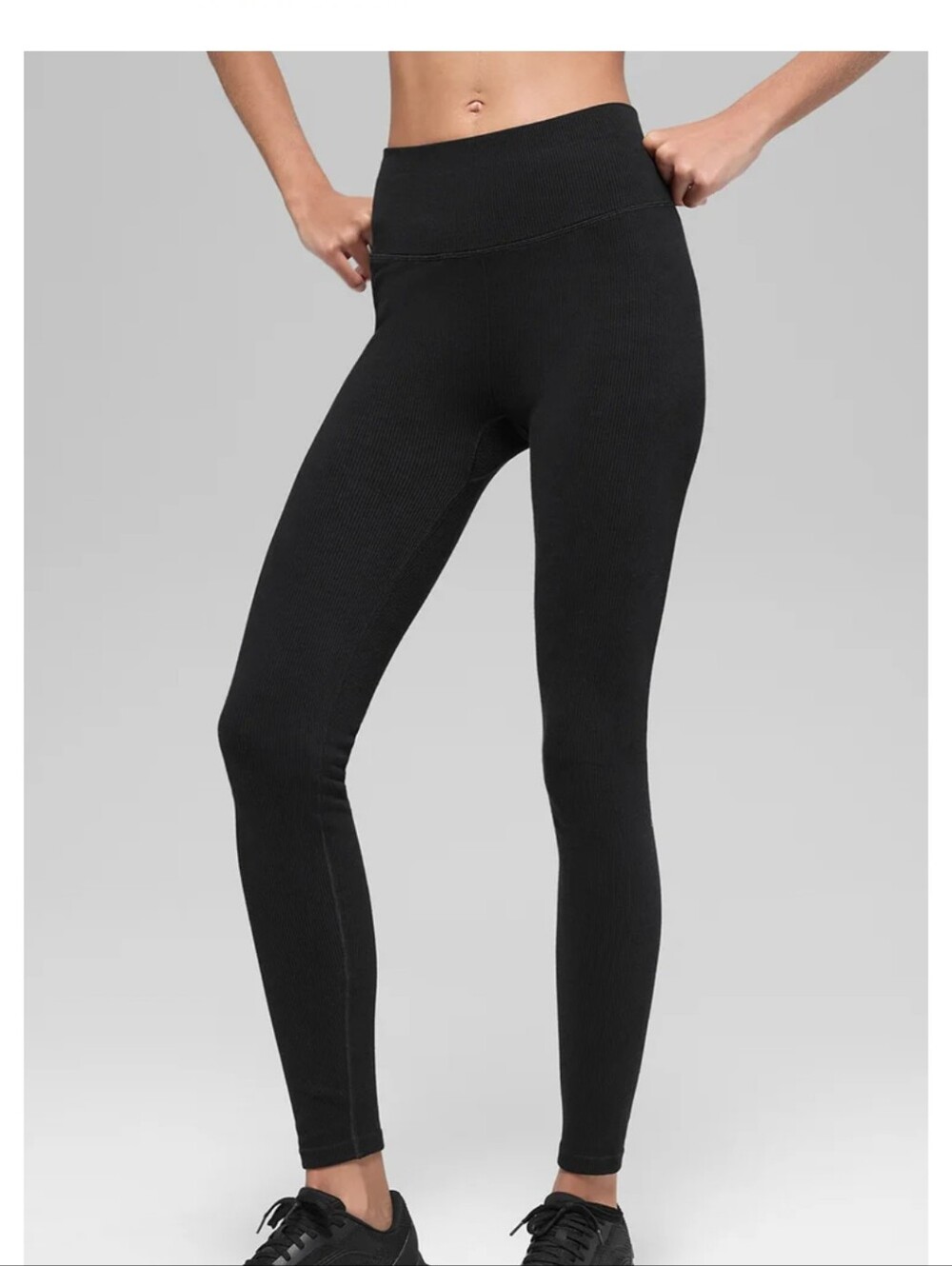 ALO YOGA Seamless High Waisted Ribbed Leggings - Black Size Small